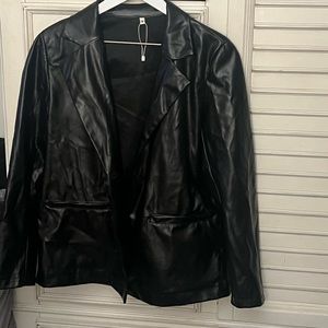 Faux leather blazer